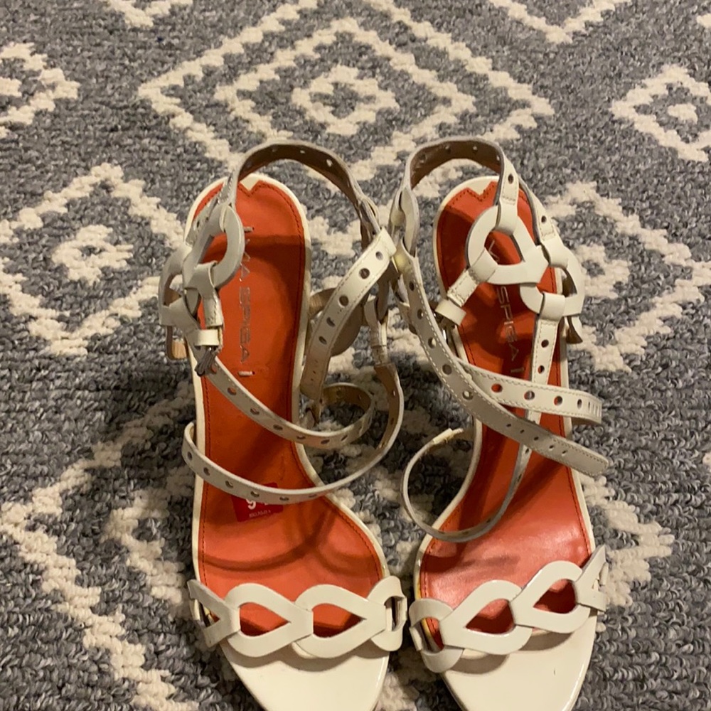 Via spiga white stilettos sandals